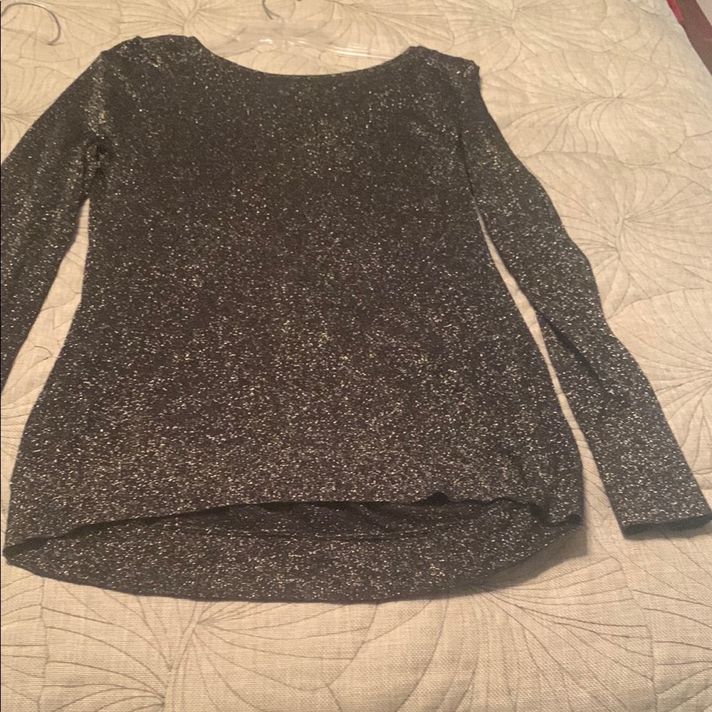 Halogen Black Glitter Long Sleeve Top